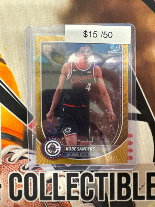 2026 Bowman Chrome Basketball Kobe Sanders Rookie Gold Shimmer /50
