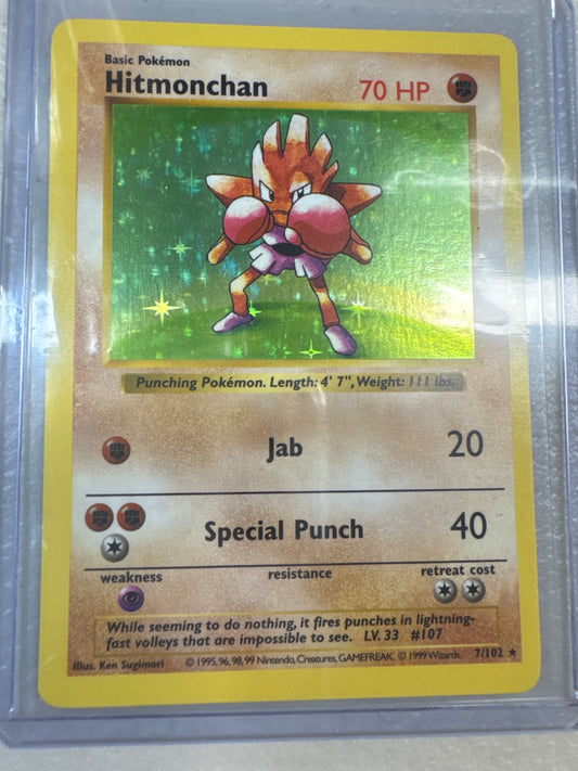 Pokémon Shadowless Hitmonchan (Base Set) 7/102 MP+