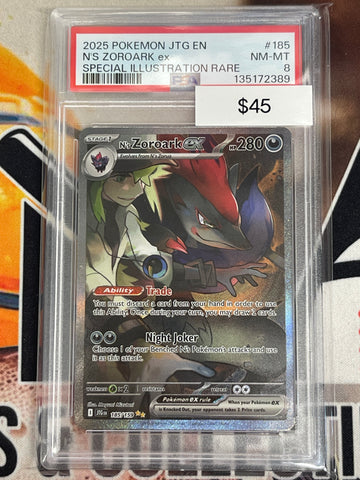 Pokémon N’s Zoroark ex Special Illustration Rare Journey Together 185/159 PSA 8