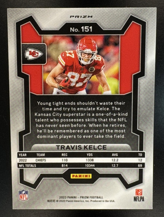 2023 Panini Prizm Travis Kelce #151 Black and White Checker Chiefs