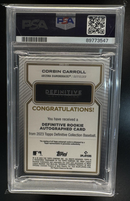 2023 Topps Definitive Corbin Carroll #DRA-CC1 Rookie Auto Purple /10 RC PSA 8