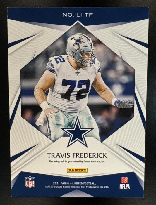 2021 Panini Limited Travis Frederick #LI-TF Ink Silver Spotlight /25 Auto Cowboys
