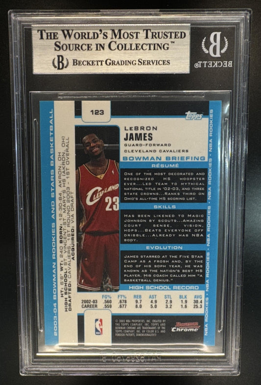 2003-04 Bowman Rookies & Stars LeBron James #123 Chrome RC Cavaliers BGS 8.5