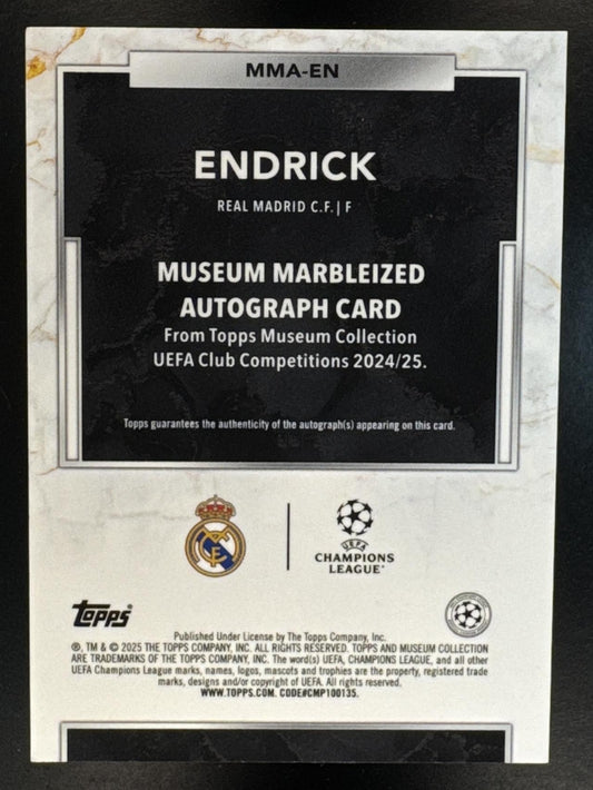 2024 Topps Museum Collection UEFA UCC Endrick Rookie Marbleized Auto Black /10