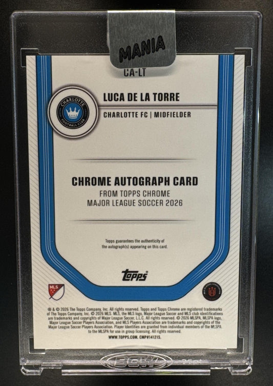 2026 Topps Chrome MLS Luca De La Torre #CA-LT Auto Red/White/Blue Shimmer /50