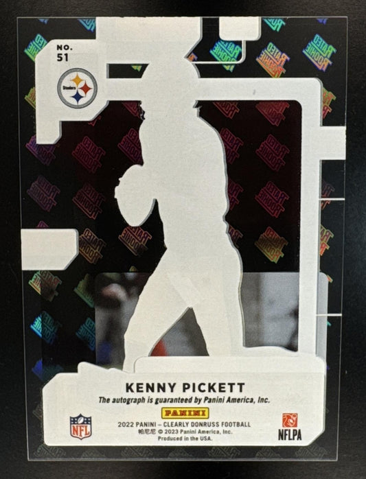 2022 Panini Clearly Donruss Kenny Pickett #51 Rated Rookie Auto Holo RR Logo RC Steelers