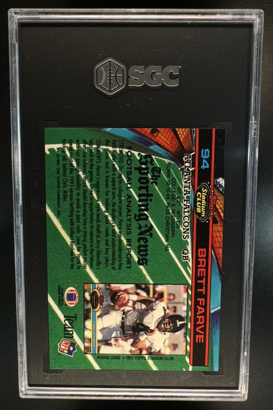 1991 Topps Stadium Club Brett Favre #94 RC Falcons SGC 9