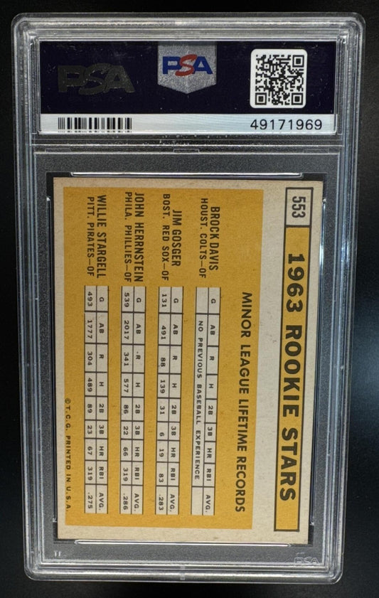 1963 Topps Rookie Stars Davis Gosger Herrnstein Stargell #553 RC PSA 7