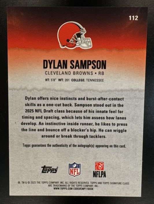 2025 Topps Signature Class Dylan Sampson #112 Rookie Chrome Auto RC Browns