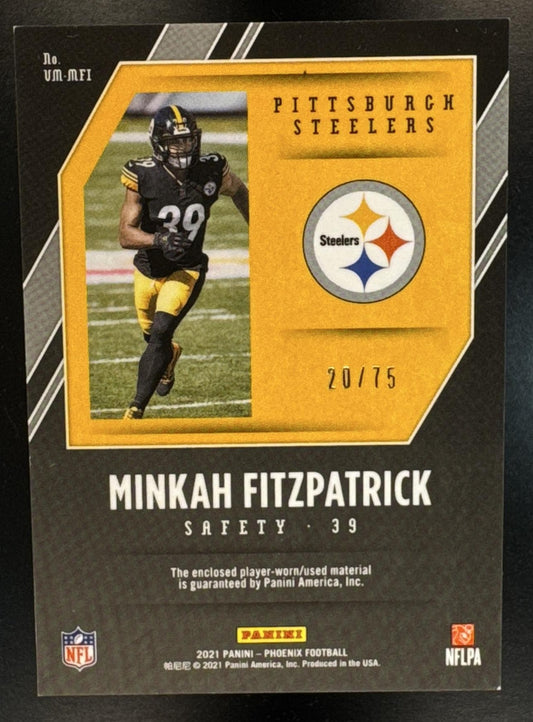 2021 Panini Phoenix Minkah Fitzpatrick #VM-MFI Veteran Materials Purple /75 MEM Steelers