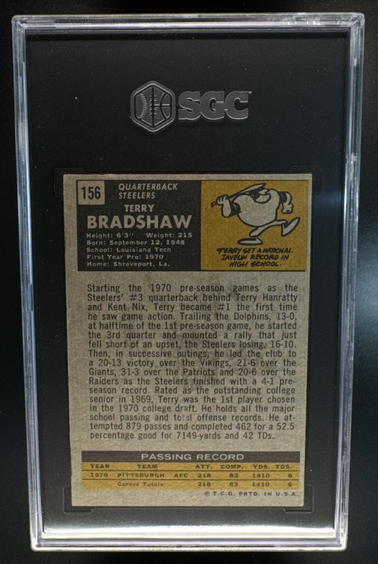 1971 Topps Terry Bradshaw #156 RC Steelers SGC 4