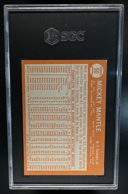 1964 Topps Mickey Mantle #50 Yankees SGC 4