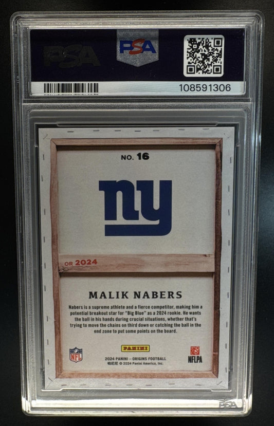 2024 Panini Origins Malik Nabers #16 Blank Slate RC Giants PSA 10