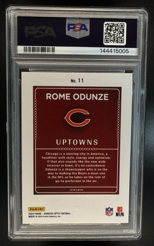 2024 Panini Donruss Optic Rome Odunze #11 Uptown RC SSP Bears PSA 9