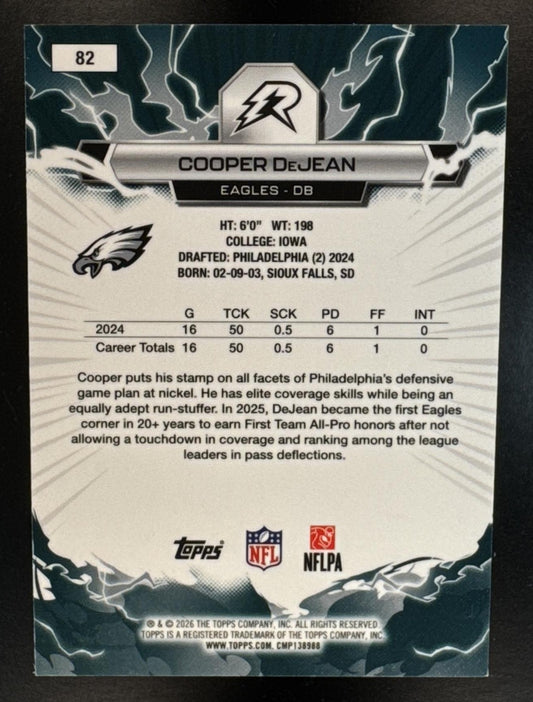 2025 Topps Resurgence Cooper DeJean #82 Yellow Surge Refractor 45/225 Eagles