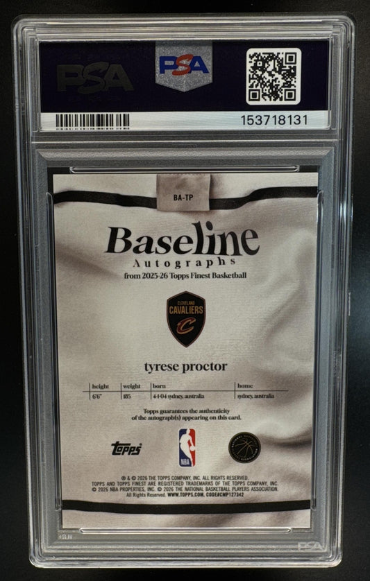 2025 Topps Finest Tyrese Proctor #BA-TP Baseline Auto Red Geometric /5 RC PSA 10
