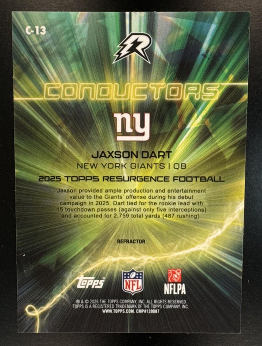 2025 Topps Resurgence Jaxson Dart #C-13 Conductors Refractor RC Giants