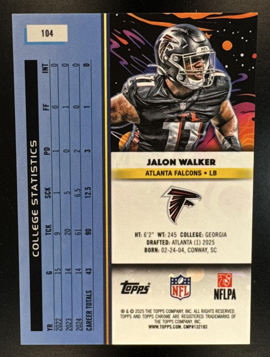 2025 Topps Cosmic Chrome Jalon Walker #104 Purple Nebula Refractor /150 RC Falcons