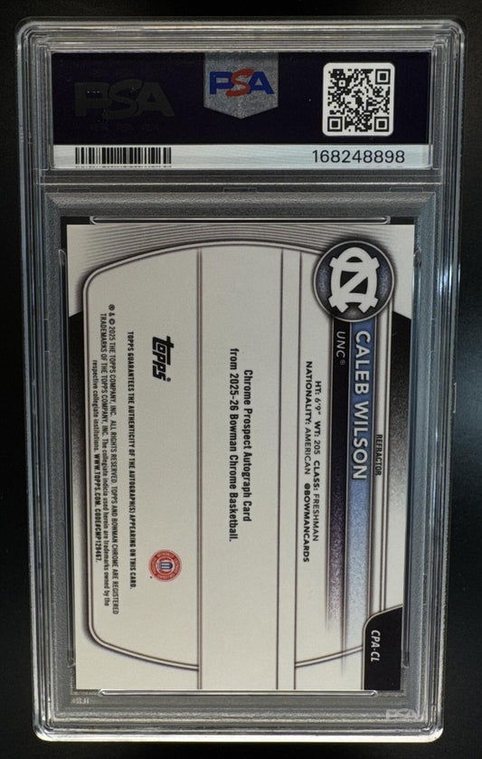 2025 Bowman Caleb Wilson #CPA-CL Chrome Auto Refractor /499 1st Prospect PSA 9