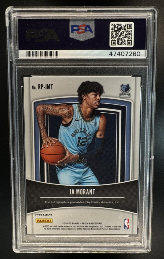 2019 Panini Prizm Ja Morant #RP-JMT Rookie Penmanship Prizms Silver Auto PSA 10