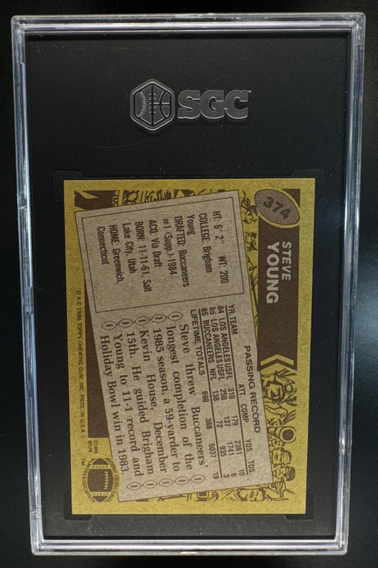 1986 Topps Steve Young #374 RC Buccaneers SGC 8