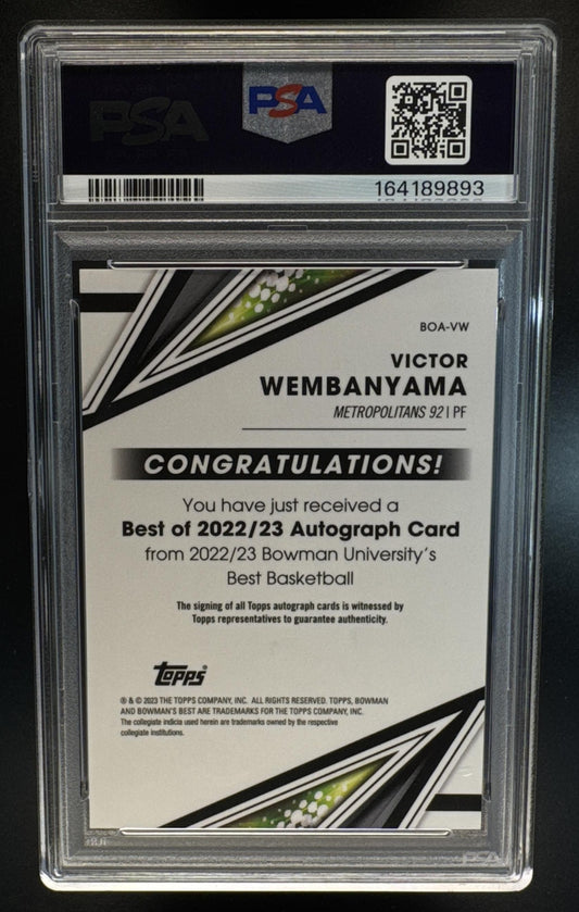 2022 Bowman University Best Victor Wembanyama Best of 2022 Autograph Refractor PSA 10
