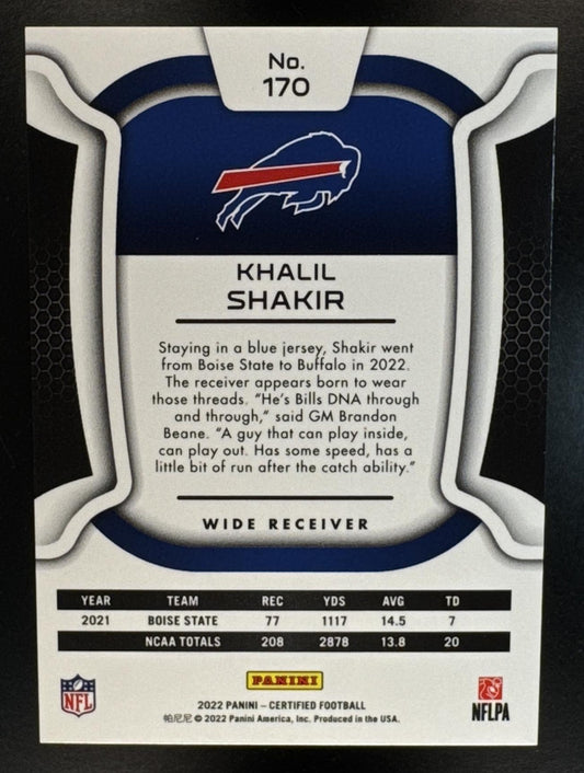2022 Panini Certified Khalil Shakir #170 Refractor 8/399 RC Bills