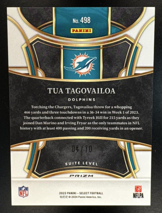 2023 Panini Select Tua Tagovailoa #498 Dragon Scale Gold Prizms /10 Dolphins