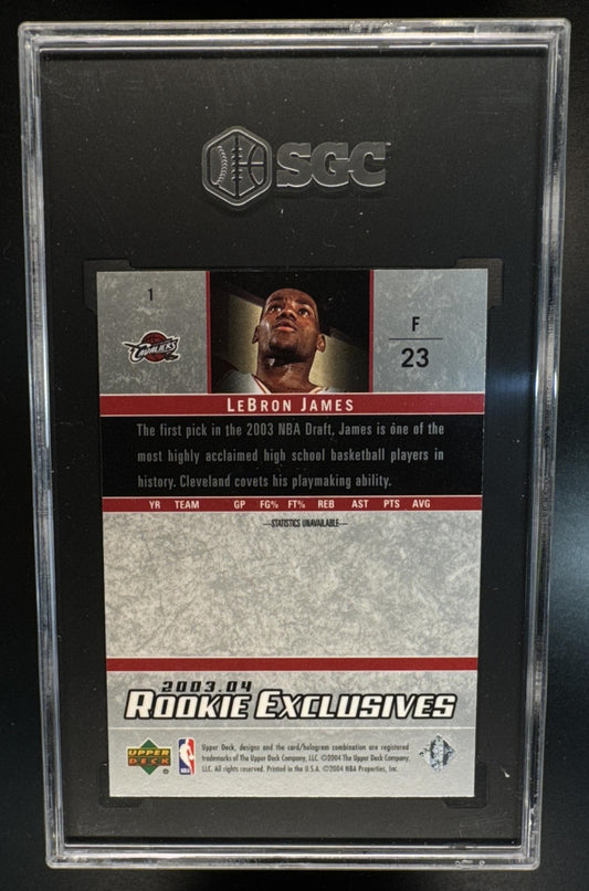 2003-04 Upper Deck Rookie Exclusives LeBron James #1 RC Cavaliers SGC 9