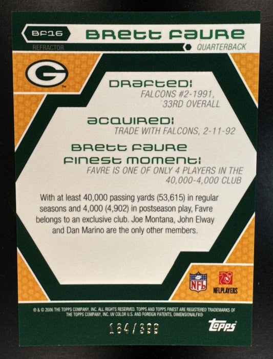 2006 Topps Finest Brett Favre #BF16 Moments Refractor /399 Packers