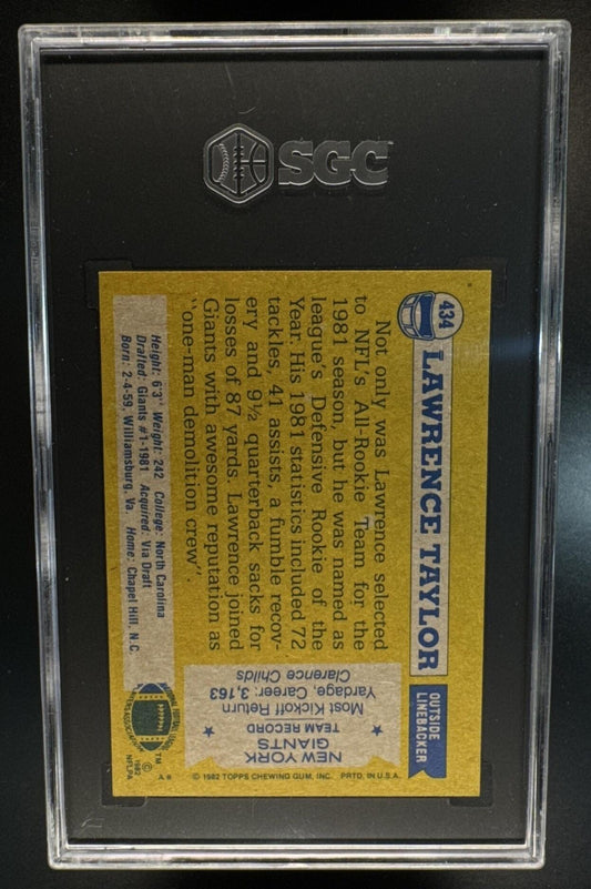 1982 Topps Lawrence Taylor #434 RC Giants SGC 8.5