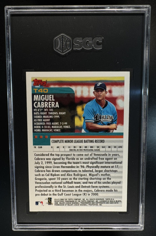 2000 Topps Traded & Rookies Miguel Cabrera #T40 RC Marlins SGC 10