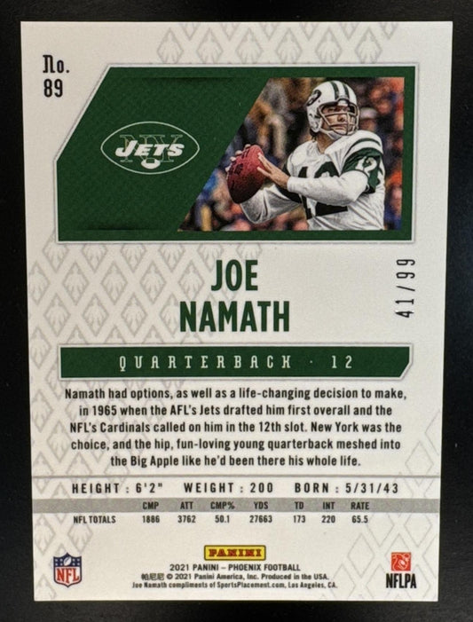 2021 Panini Phoenix Joe Namath #89 Orange 41/99 Jets