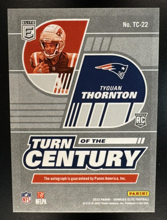 2022 Panini Donruss Elite Tyquan Thornton #TC-22 Auto Purple /49 Patriots