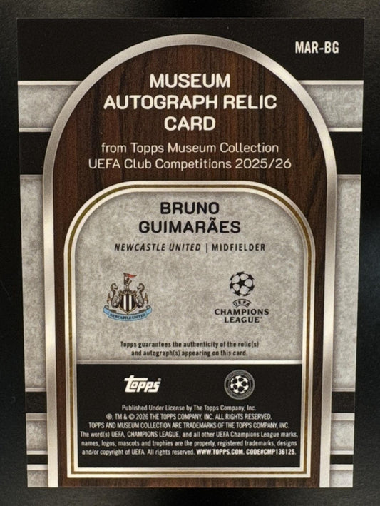 2025 Topps Museum Collection UEFA UCC Bruno Guimaraes Auto Relics Sapphire /150
