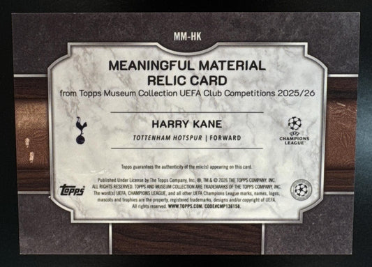 2025 Topps Museum Collection UEFA Harry Kane Meaningful Material Amethyst /99