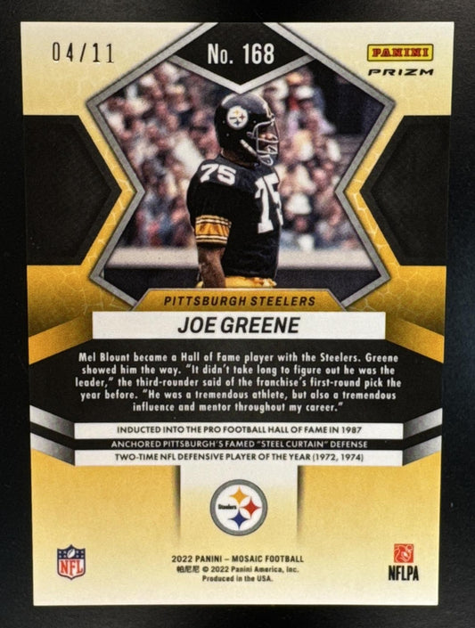 2022 Panini Mosaic Joe Greene #168 Mosaic Pink Swirl 4/11 Steelers