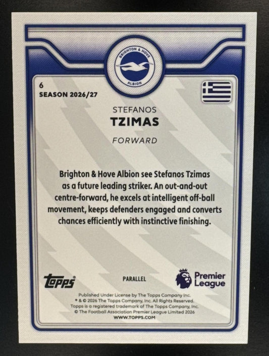 2026 Topps Premier League Stefanos Tzimas Black & White Sparkle Foil /75