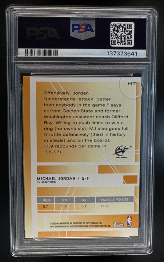 2002-03 Topps Stadium Club Michael Jordan #H7 The Hustlers Wizards PSA 9