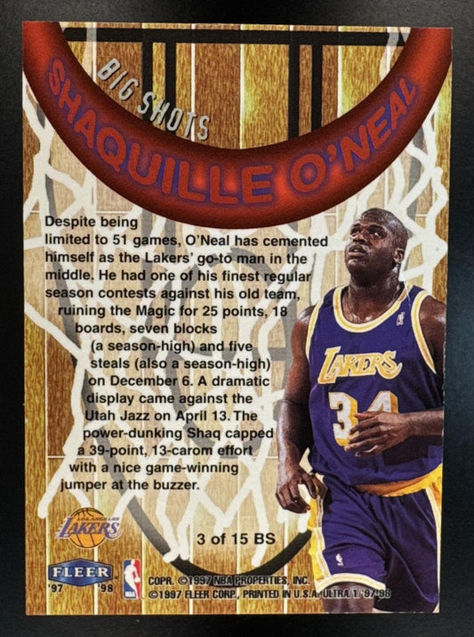 1997-98 Fleer Ultra Shaquille O'Neal #3 BS Big Shots Lakers