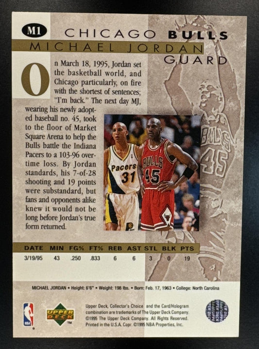 1995-96 Upper Deck Collector's Choice Michael Jordan #M1 He's Back Bulls