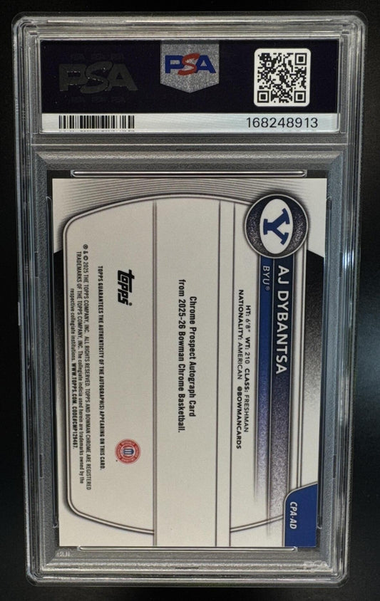 2025 Bowman Basketball AJ Dybantsa Chrome Prospect Autograph Blue Refractor /150 PSA 9