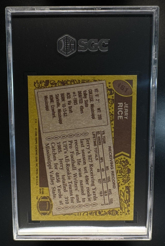 1986 Topps Jerry Rice #161 RC 49ers SGC 8