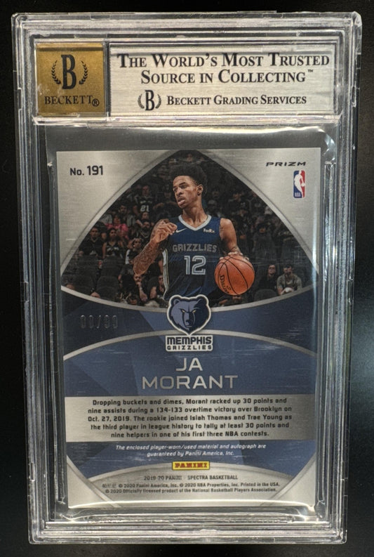 2019-20 Panini Spectra Ja Morant #191 6/99 RC Auto Grizzlies BGS 9 Auto 10
