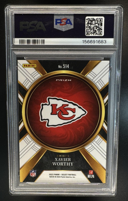 2023 Panini Select Xavier Worthy #514 Silver Prizms RC XRC PSA 9