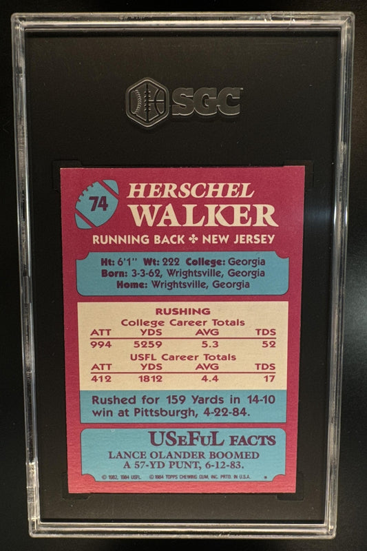 1984 Topps USFL Herschel Walker #74 RC SGC 9