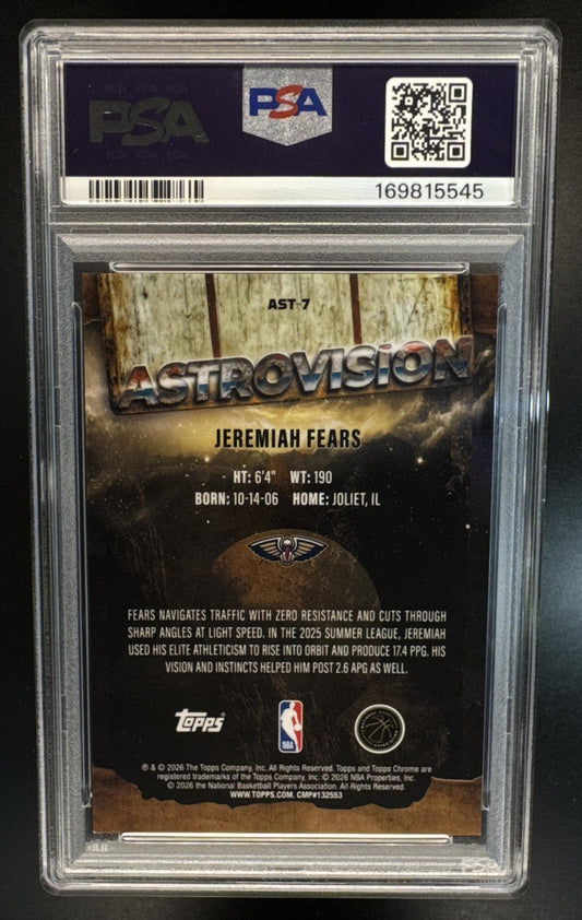 2025 Topps Chrome x Cactus Jack Jeremiah Fears #AST-7 Astrovision RC PSA 9