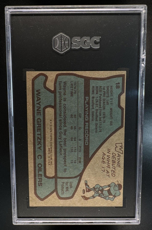 1979-80 Topps Wayne Gretzky #18 UER RC Oilers SGC Authentic