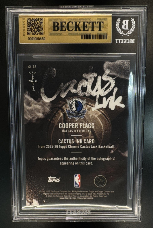 2025-26 Topps Chrome NBA X Cactus Jack Cooper Flagg Rookie Cactus Ink Orange Refractor /25 BGS 9.5 Autograph 10