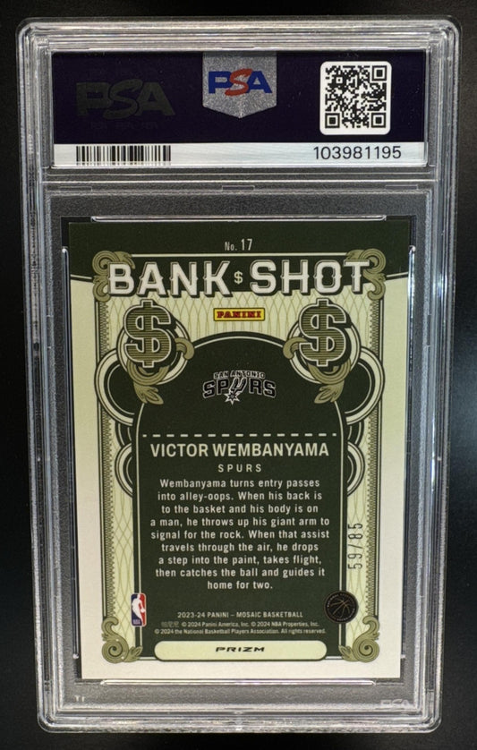 2023 Panini Mosaic Victor Wembanyama Bank Shot Fast Break Blue Prizm /85 PSA 9